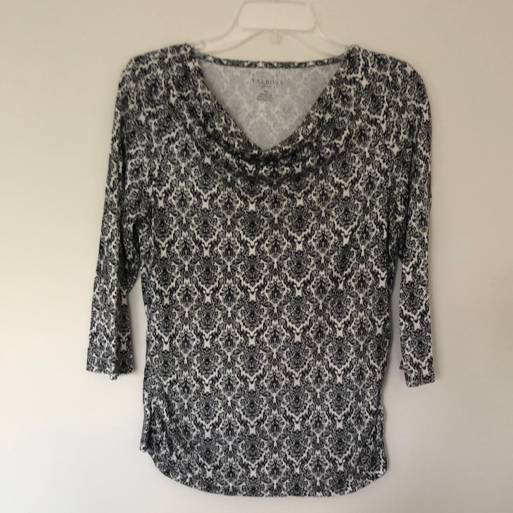 Talbots black and white top Size M Petite